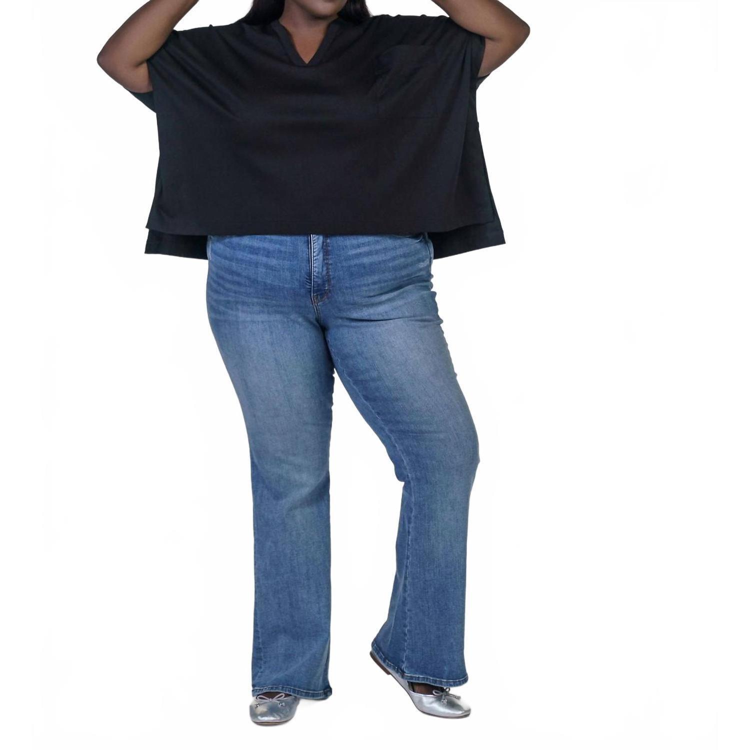 New Psophia V-Neck One Pocket Dolman Tee In Black